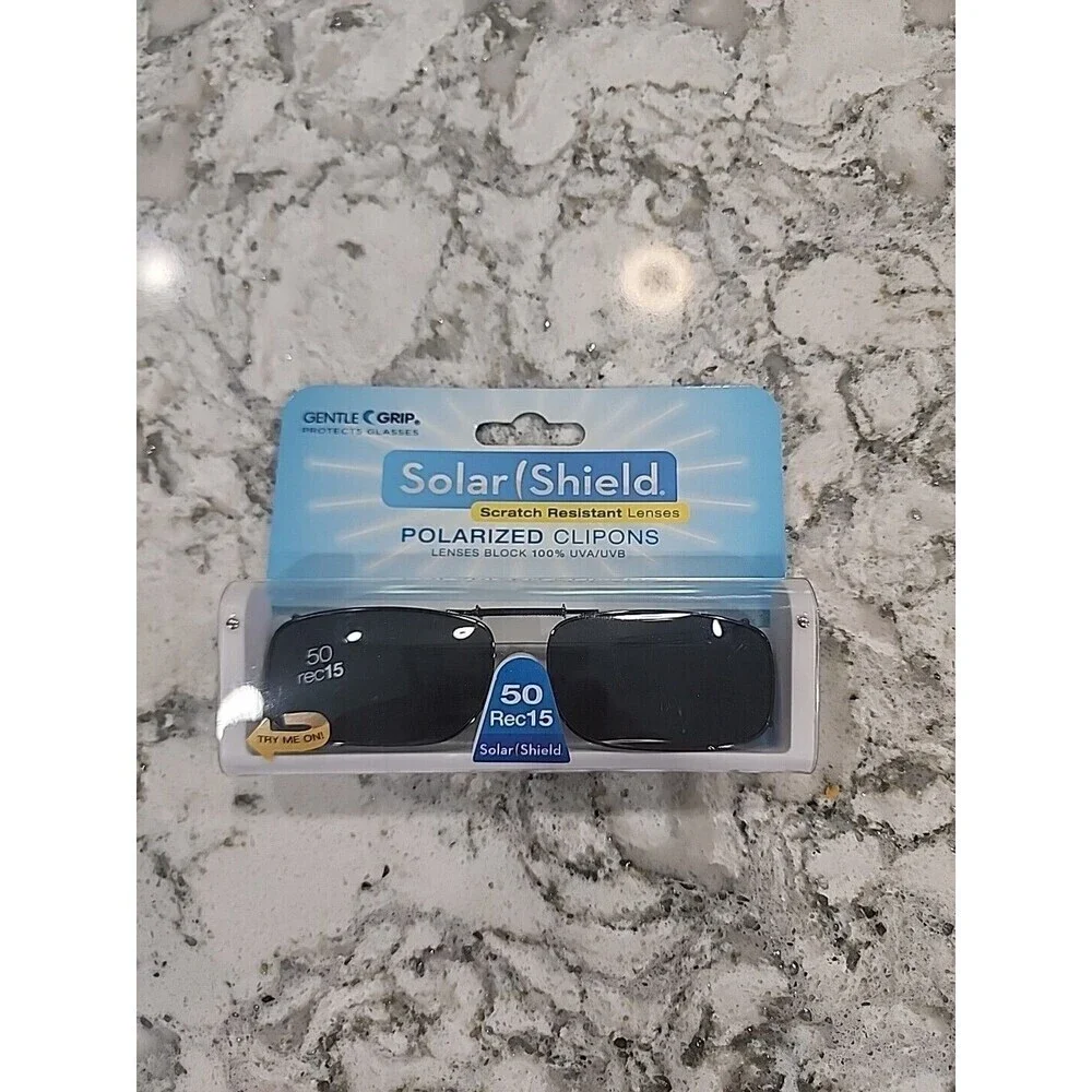 New Solar Shield Polarized Clipons 50 Rec 15 100% UVA/UVB Protection Scratch Res
